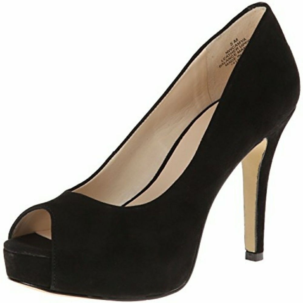 Nine West suede peep toe platform pump "Camya" EUC